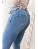 Pantaloni de dama din denim cu fante la genunchi 7015 - Magazin online - Boutique